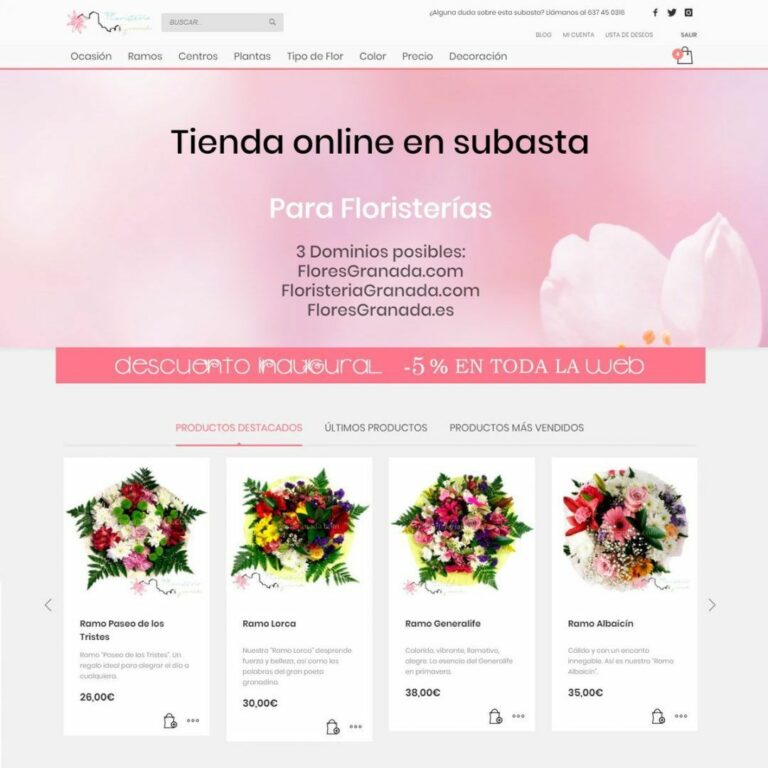 Subasta de FloresGranada.com - Tienda online para floristerías